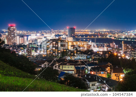 東京郊區的住宅區夜景 104547384