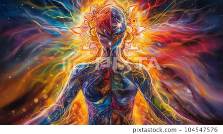 瑜伽AI插圖中的脈輪訓練圖像 104547576