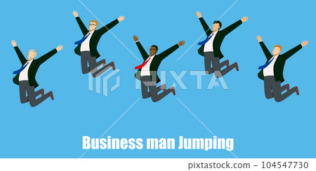 Illustration set of jumping male businessmen of various races in business suits Image of a successful leap Illustration set of jumping male businessmen of various races in business suits Image of a successful leap 104547730