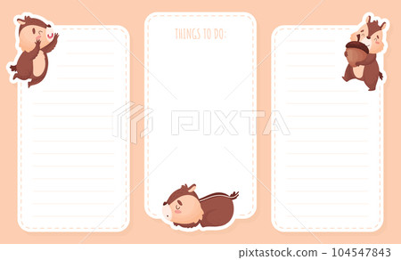 Notepad Page with Cute Chipmunk Character Vector Template Notepad Page with Cute Chipmunk Character Vector Template 104547843