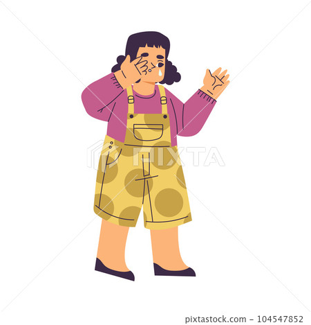 Little Girl Standing and Crying Out Loud Feeling Sad Vector Illustration Little Girl Standing and Crying Out Loud Feeling Sad Vector Illustration 104547852
