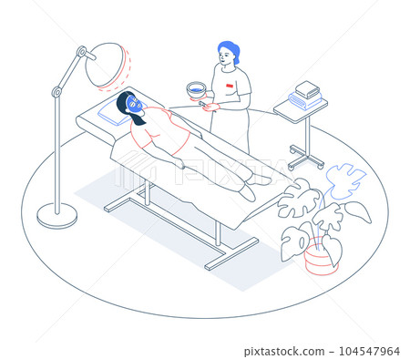 Spa facial - modern line design style isometric illustration 104547964