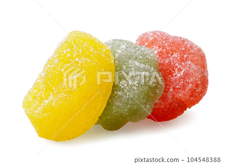 Marmalade jelly candy close-up on a white background. Marmalade jelly candy close-up on a white background. 104548388