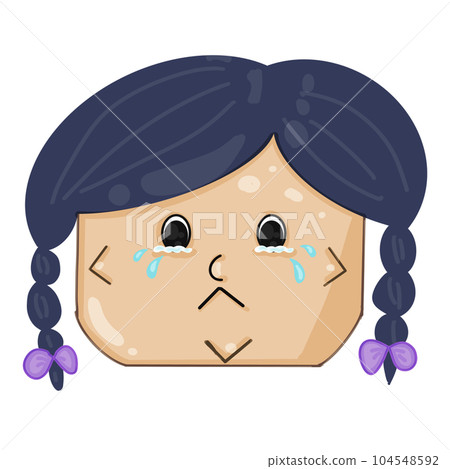 A crying pigtail girl, character illustration, PNG. 104548592