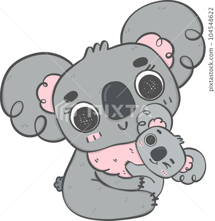 Sweet Mother's Day Koala Hug . Adorable Cartoon Hand Drawing Illustrating Love and Affection Between Mother and Baby Koala Sweet Mother's Day Koala Hug . Adorable Cartoon Hand Drawing Illustrating Love and Affection Between Mother and Baby Koala 104548622