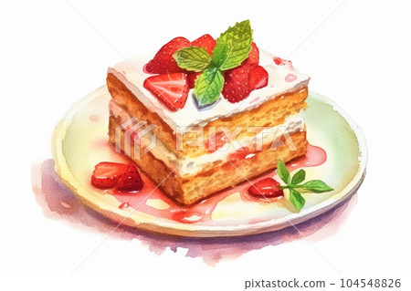 草莓酥餅水彩插圖AI圖像 草莓酥餅水彩插圖AI圖像 104548826