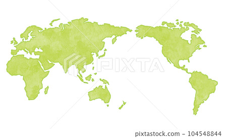World map hand drawn watercolor touch yellow green World map hand drawn watercolor touch yellow green 104548844