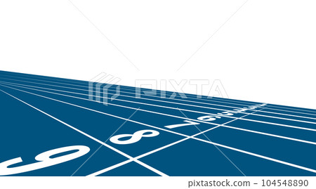 Blue track on athletics stadium. Blue course background. 104548890