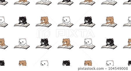 bear seamless pattern polar bear reading book - Stock Illustration  [104549008] - PIXTA