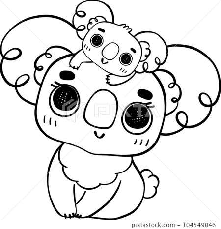Sweet Mother's Day Koala Hug . Adorable Cartoon outline Hand Drawing Illustrating Love and Affection Between Mother and Baby Koala Sweet Mother's Day Koala Hug . Adorable Cartoon outline Hand Drawing Illustrating Love and Affection Between Mother and Baby Koala 104549046