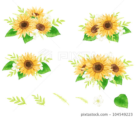 Analog watercolor style sunflower set 104549223