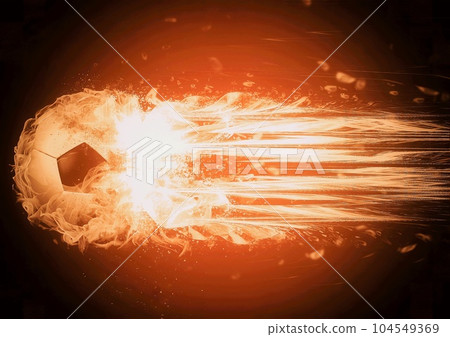 3d illustration of a burning soccer ball 104549369