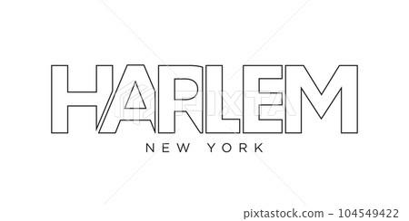 Harlem, New York, USA typography slogan design. America logo with graphic city lettering for print and web. 104549422