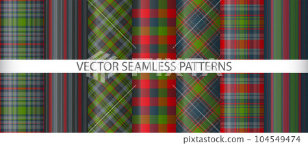 Set check plaid textile. Background texture vector. Tartan seamless pattern fabric. Set check plaid textile. Background texture vector. Tartan seamless pattern fabric. 104549474