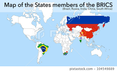 Map of the BRICS member states Brazil, Russia, India, China, South Africa Map of the BRICS member states Brazil, Russia, India, China, South Africa 104549889