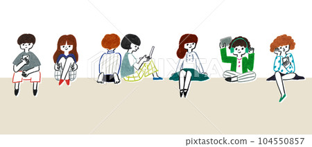 孩子們坐在隊裡 104550857