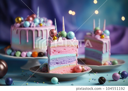 Various colorful cake and cookies Ai generative 104551192