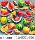 Illustration material: Summer cut fruit AI image 104551450
