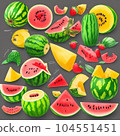 Illustration material: Summer cut fruit 2 AI image 104551451