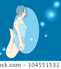 一個女孩在海裡游泳的抽象插圖 (1) 104551531