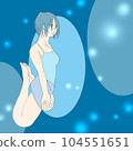 一個女孩在海裡游泳的抽象插圖 (2) 104551651
