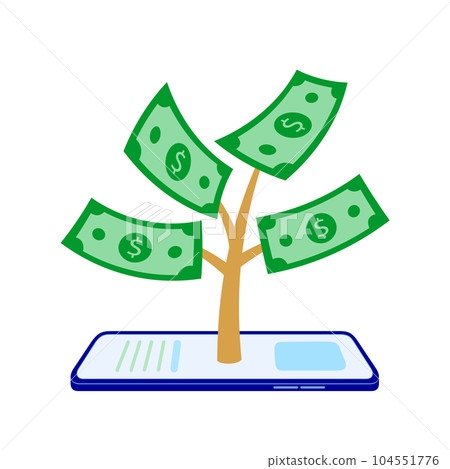 Dollar growing on smart phone. Dollar growing on smart phone. 104551776