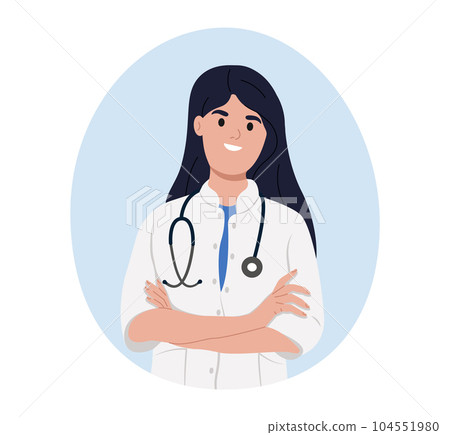 Avatar of a smiling chinese female doctor, medical worker. Avatar of a smiling chinese female doctor, medical worker. 104551980