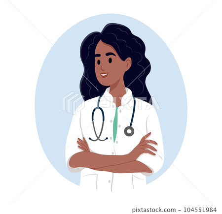 Avatar of a smiling indian female doctor, medical worker. 104551984