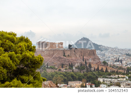 Acropolis hill in greenery, Athens landmark Greece Acropolis hill in greenery, Athens landmark Greece 104552543