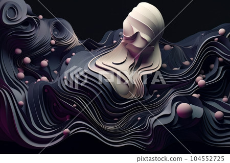 Soft wavy shapes trendy modern abstract background 3d in windows 11 style AI 104552725