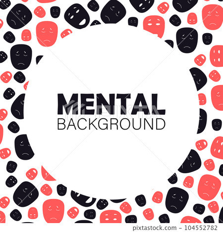 Mental health background with different faces and emotions 104552782