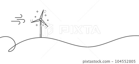 Wind power plant. Wind turbines. Renewable energy vector design. Green energy line illustration 104552805