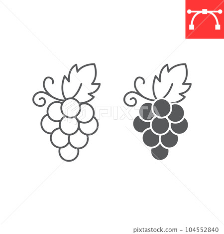 Grape line and glyph icon, food and wine, vine vector icon, snacks vector graphics, editable stroke outline sign, eps 10. 104552840