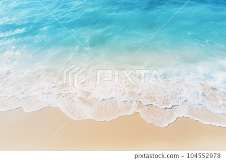 white sand beach background with turquoise sea water and small waves making white foam. summer, vacation, tropical and relax concept. top view white sand beach background with turquoise sea water and small waves making white foam. summer, vacation, tropical and relax concept. top view 104552978