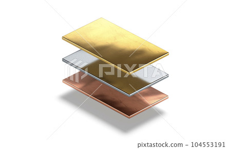 Blank gold, silver and bronze material layers mockup Blank gold, silver and bronze material layers mockup 104553191