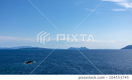 Blue Ionian sea landscape view on Lefkada Greece Blue Ionian sea landscape view on Lefkada Greece 104553745