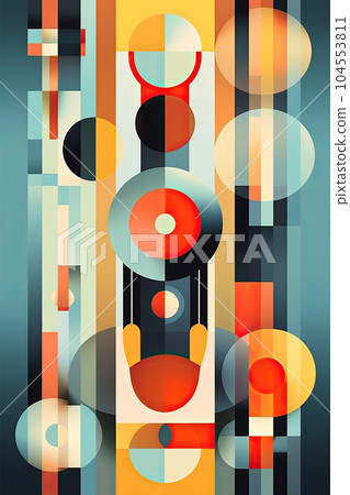 A captivating abstract composition with bold and vibrant shapes merging together 104553811