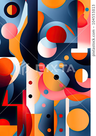 A captivating abstract composition with bold and vibrant shapes merging together A captivating abstract composition with bold and vibrant shapes merging together 104553813