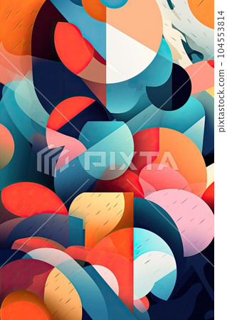 A captivating abstract composition with bold and vibrant shapes merging together A captivating abstract composition with bold and vibrant shapes merging together 104553814