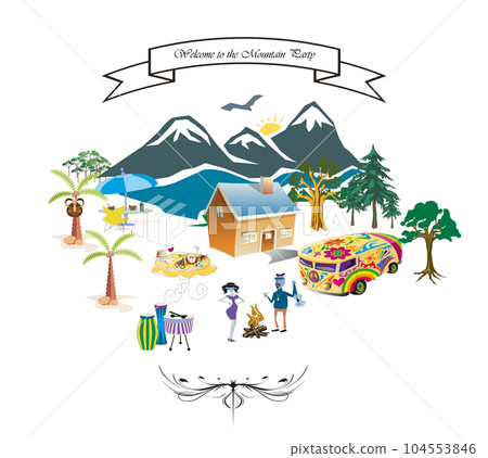 Merry party in the mountain valley 104553846