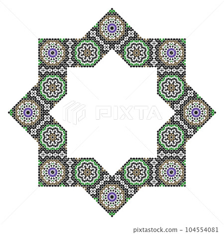 Decorative octagonal star with an ornament Zellij 104554081
