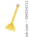 Yellow  broom with a bow on a white background 104554111