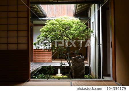 The courtyard and fresh green garden trees in the Futagawa-shuku Honjin Museum The courtyard and fresh green garden trees in the Futagawa-shuku Honjin Museum 104554179