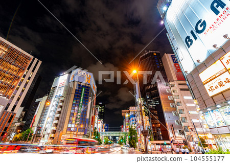 Tokyo station, Chiyoda-ku, afternoon, city center, night view, office district, high-rise buildings, Marunouchi, Shin-Marunouchi, buildings, taxis, railways 104555177