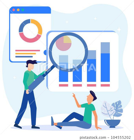 Illustration vector graphic cartoon character of business analysis Illustration vector graphic cartoon character of business analysis 104555202