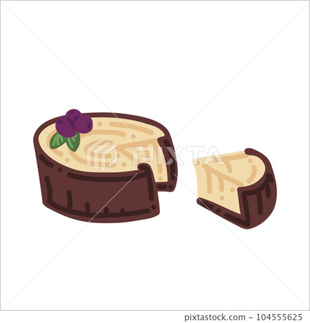 Cheesecake. Vector hand draw cartoon illustration. Cheesecake. Vector hand draw cartoon illustration. 104555625