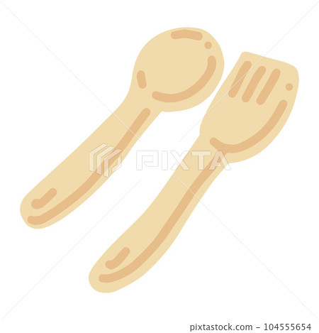Spoon and fork. Vector hand draw cartoon illustration.  104555654