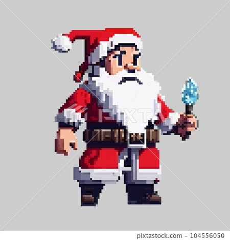 Christmas pixel art Santa Claus in a festive costume came to the holiday Christmas pixel art Santa Claus in a festive costume came to the holiday 104556050