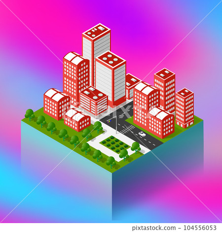 City future smart urban Isometric night lights architecture 3D illustration City future smart urban Isometric night lights architecture 3D illustration 104556053