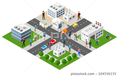 Isometric individual way of life communication 3D illustration outline Isometric individual way of life communication 3D illustration outline 104556135